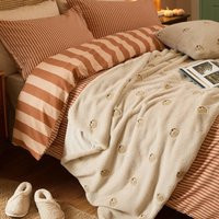 Furn Autumn Pumpkins Embroidered Throw in Natural | Size: 130 cm x 180 cm | Debenhams UK