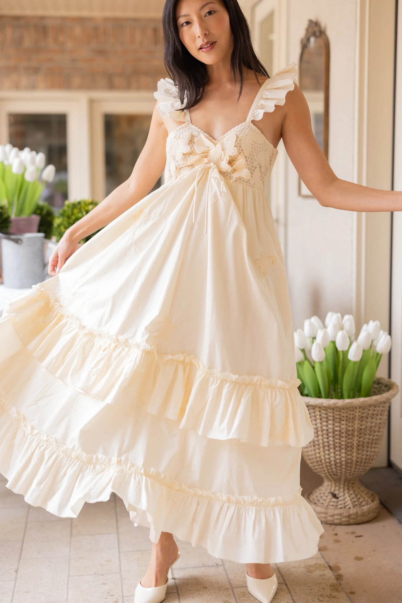 Gaia Butterfly Dress in Ivory | Ivy City Co