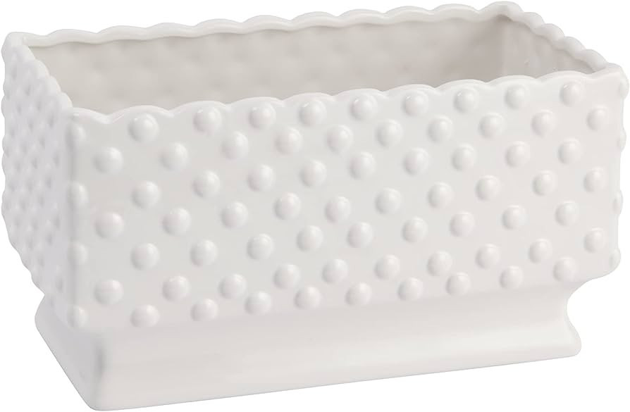 Creative Co-Op Cottagecore Ceramic Hobnail Planter with Scalloped Edge, White | Amazon (US)