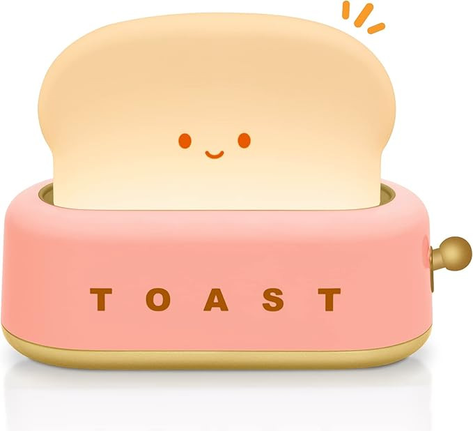 TOOGE Cute Toast Lamp, Small Desk Lamp, Night Light, Rechargeable, Pink, Plastic, Kawaii Decor fo... | Amazon (US)