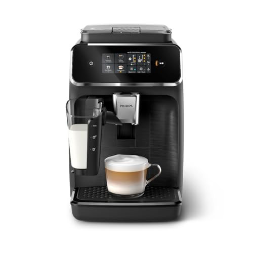 PHILIPS 2300 Series Fully Automatic Espresso Machine with LatteGo milk system and integrated grinder, 4 Coffee Pre-Sets & Hot Water, 40% Quieter SilentBrew, 15-Bar Pressure, Matte Black (EP2330/10) | Amazon (US)