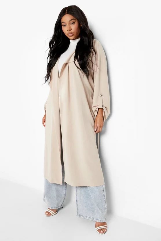 Plus Pearl Button Waterfall Duster | Boohoo.com (UK & IE)