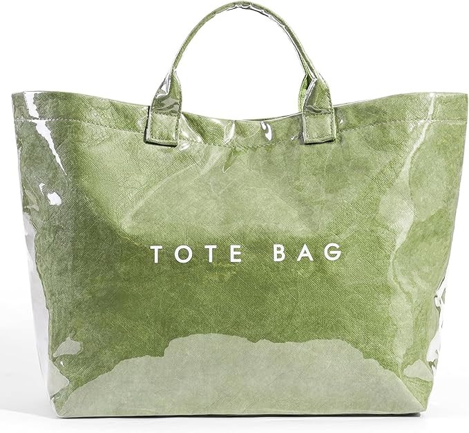 MINGRI Large Tote Bags for Women PVC Clear Totes Bag Plastic Carry All Bag Kraft Paper Shoulder H... | Amazon (US)