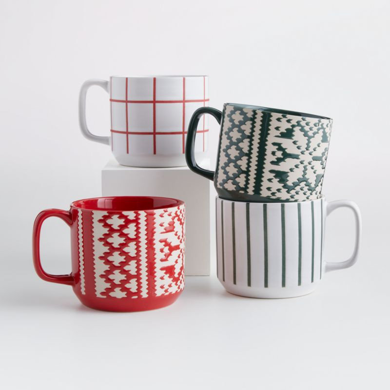 Fair Isle Mugs, Set of 4 + Reviews | Crate and Barrel | Crate & Barrel