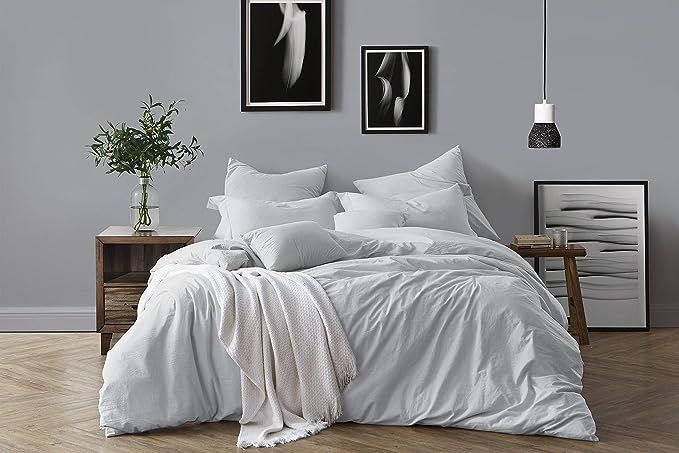 Swift Home 100% Cotton Washed Yarn Dyed Chambray Duvet Cover & Sham Bedding Set, Ultra-Soft Luxur... | Amazon (US)