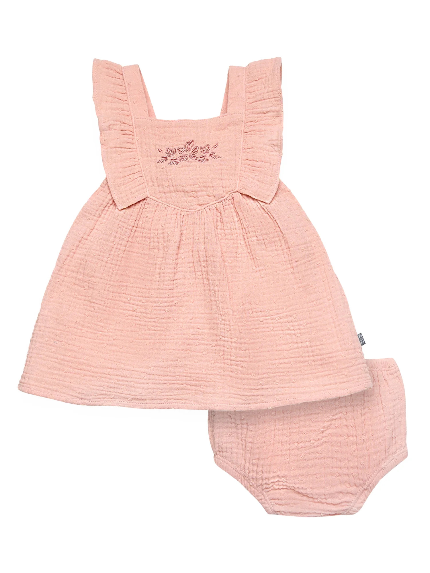 Modern Moments by Gerber Baby Girl Dress With Ruffle Sleeves and Diaper Cover, 2-Piece, Sizes 0/3... | Walmart (US)