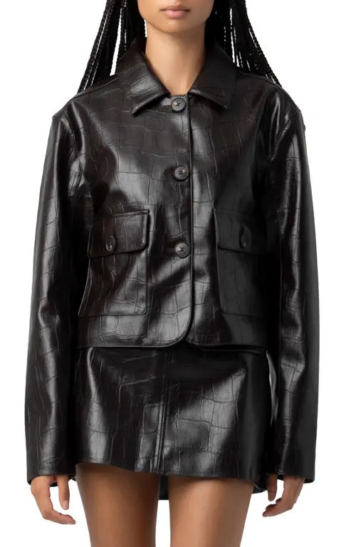BLANKNYC Embossed Faux Leather Jacket in Inner Drive at Nordstrom, Size Large | Nordstrom