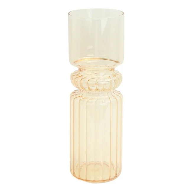 Iridescent Yellow Fluted 9.7" Indoor Tabletop Glass Vase | Walmart (US)