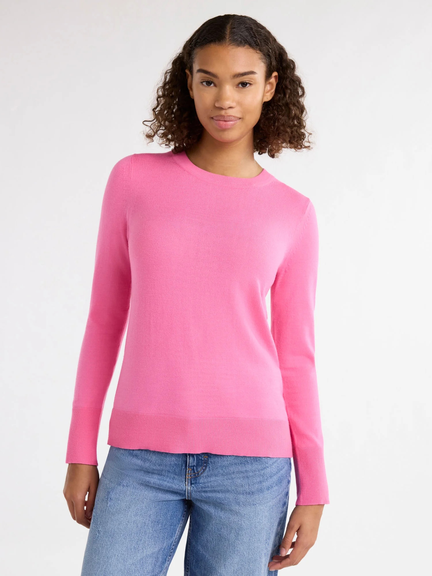 Free Assembly Women’s Cozy Yarn Crewneck Sweater with Long Sleeves, Lightweight, Sizes XS-XXXL | Walmart (US)
