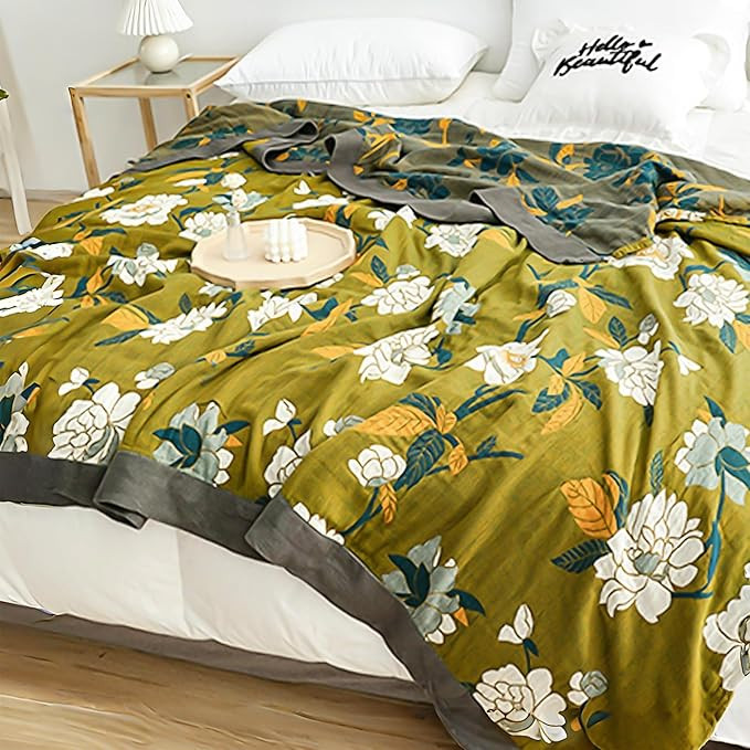 Boho Throw Blanket for Bed - 100% Pure Cotton Ultra Soft Rustic Quilt - Farmhouse Decor Bed Blank... | Amazon (US)