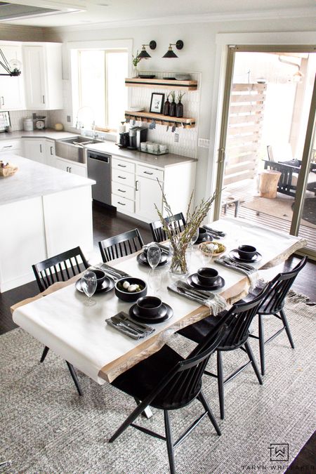Black and white kitchen with modern Easter table decor 



#LTKhome #LTKSeasonal