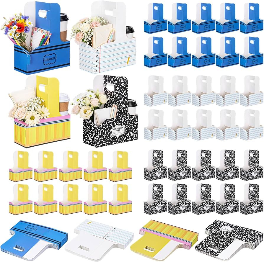 40 Pcs Teacher Appreciation Gifts 2 Cup Drink Carriers with Handles Disposable Drink Carriers Kra... | Amazon (US)
