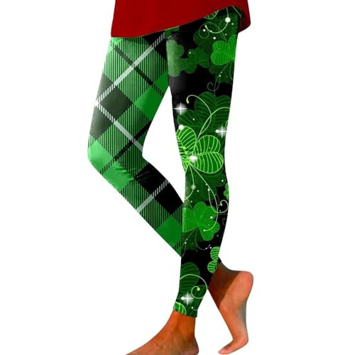 XINGJIAARTS Women's St. Patrick's Day Leggings Shamrock 3D Printed Irish Green Clover Leaves High Waist Tight Pants for Women | Amazon (US)