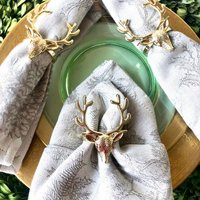 stag Napkin Rings, Set Of Four Reindeer Gold Christmas Rings | Etsy (US)