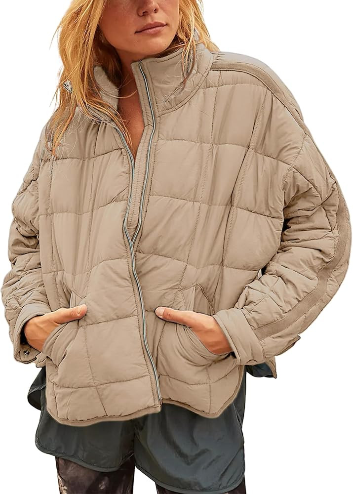 Huaqiao Womens Quilted Puffer Jackets Lightweight Zip up Short Winter Coat with Pockets | Amazon (US)