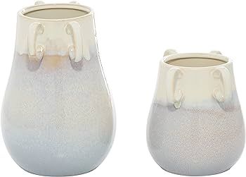 The Novogratz Ceramic Vase with Handles, Set of 2 12", 8"H, White | Amazon (US)
