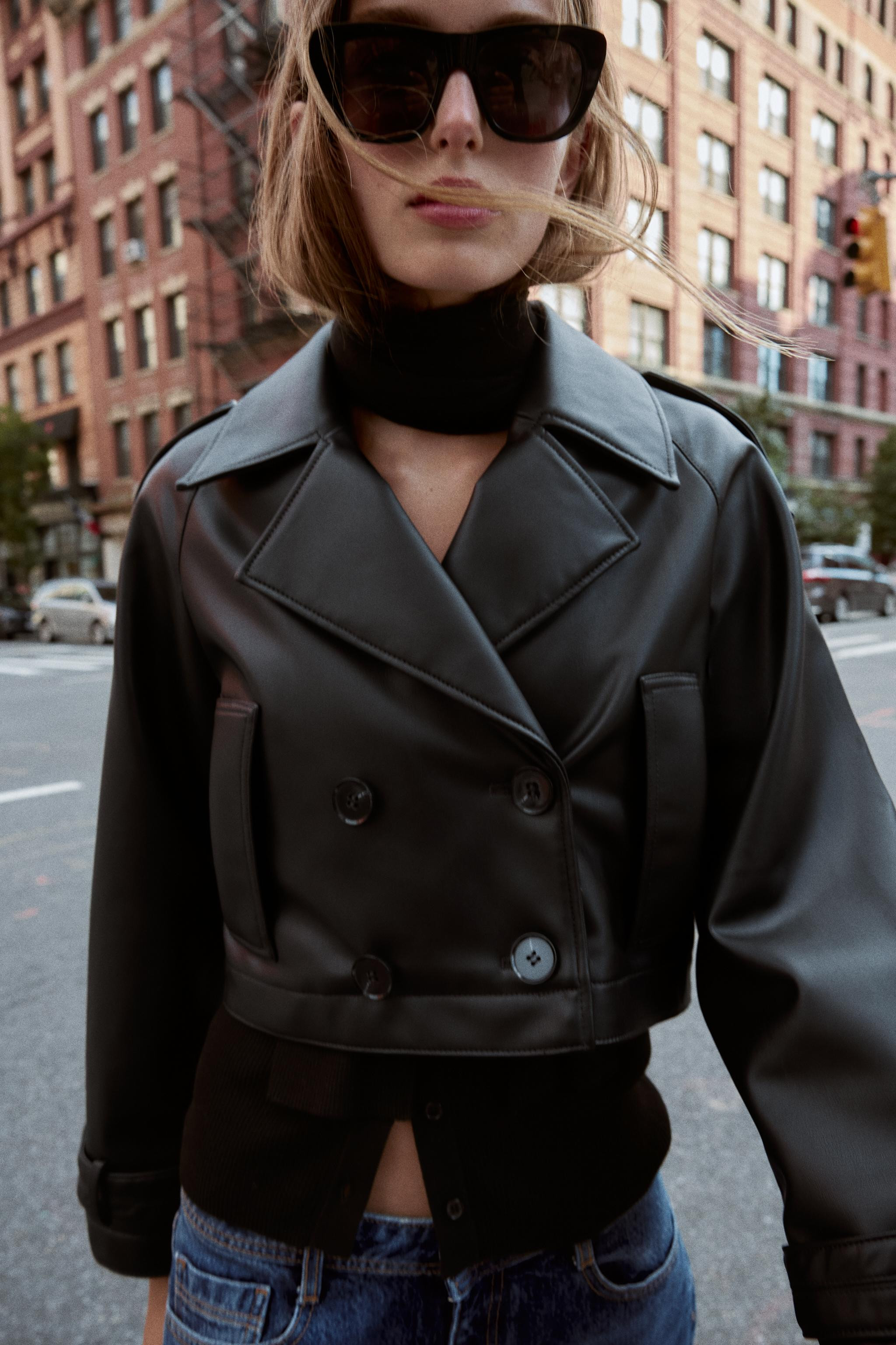 FAUX LEATHER SHORT TRENCH COAT | Zara UK