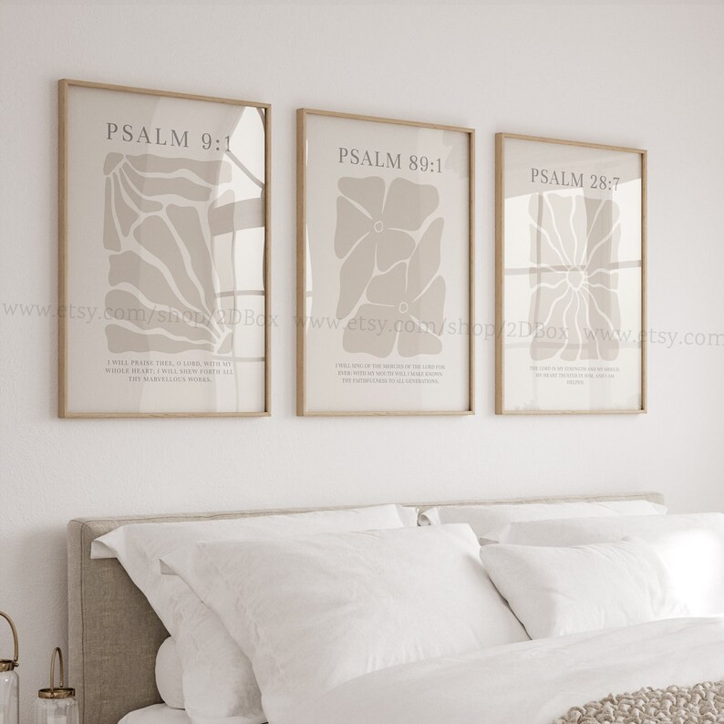 Psalms Collection, Set of 3 Neutral Christian Prints, Beige Exhibition Christian Posters, Modern ... | Etsy (US)
