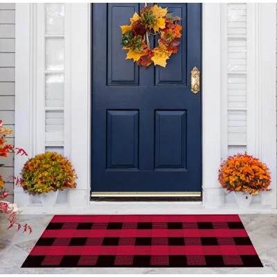 Buffalo Plaid Outdoor Rug Cotton Buffalo Plaid Rug For Outdoor/Indoor Use | Wayfair North America
