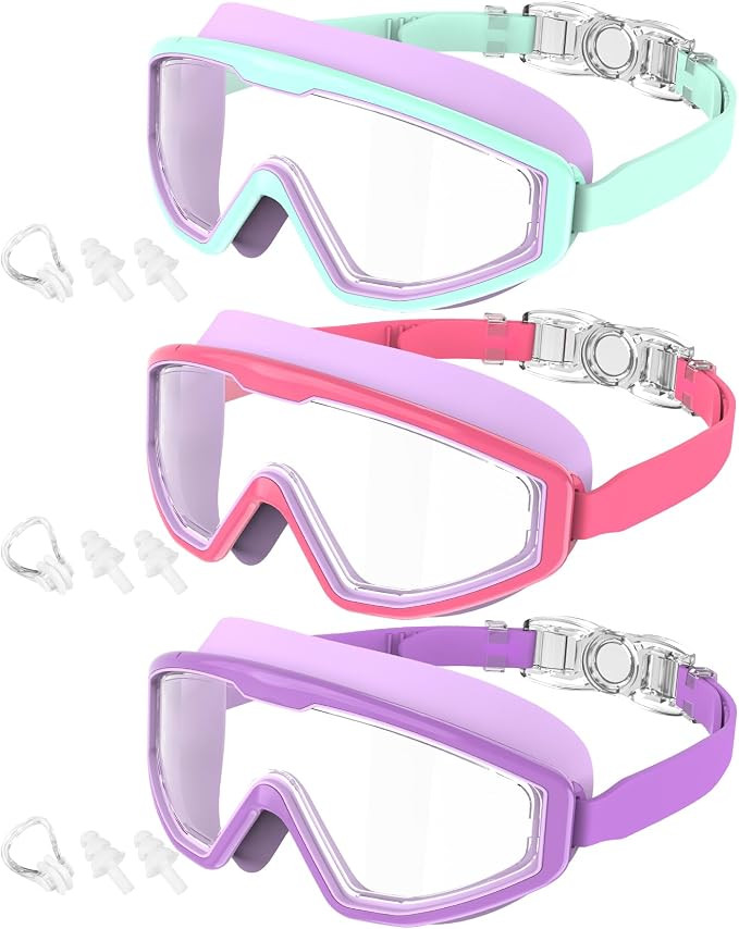Kids Swim Goggles, 3 Pack Swimming Goggles for Kids 4-16, Anti-Fog UV Protection Pool Glasses for... | Amazon (US)