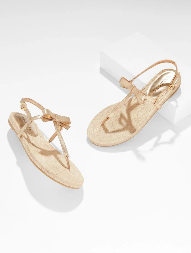 Irina Bow Metallic Nappa Espadrille Sandals | Talbots