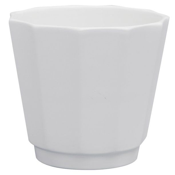 Mainstays 8" x 8" x 7" Round White Ceramic Geometric Plant Planter | Walmart (US)
