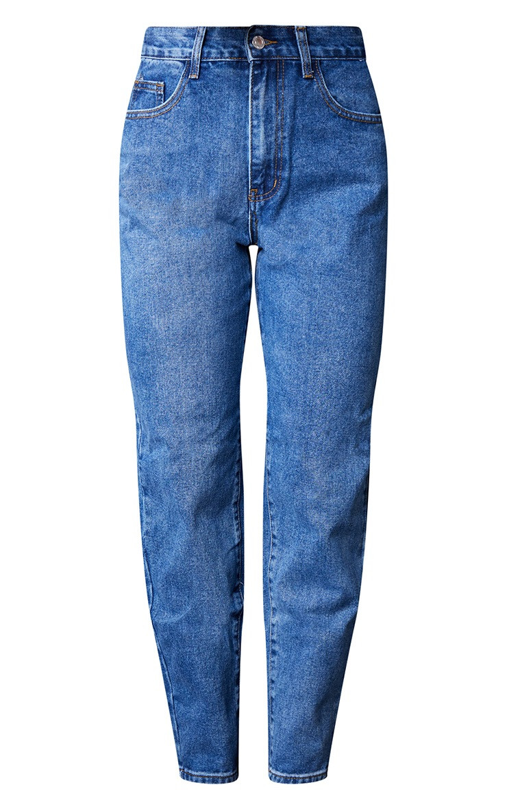 PRETTYLITTLETHING L30 Mid Blue Wash Mom Jeans | PrettyLittleThing US