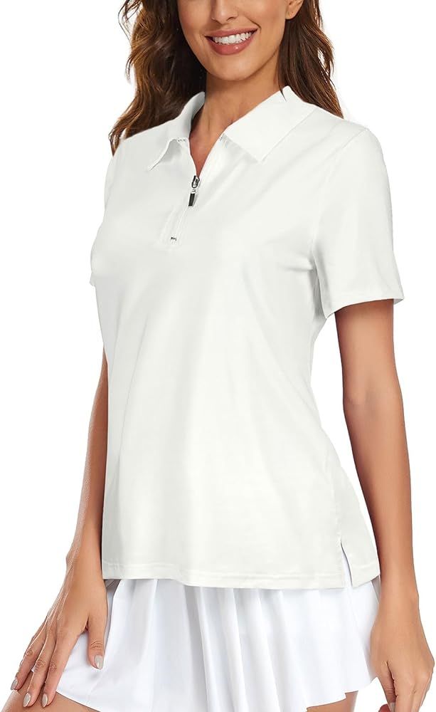 Viracy Womens Golf Shirt UPF50+ Sun Protection Short Sleeve 1/4 Zip Up Polo Workout Tops Fast Dry... | Amazon (US)