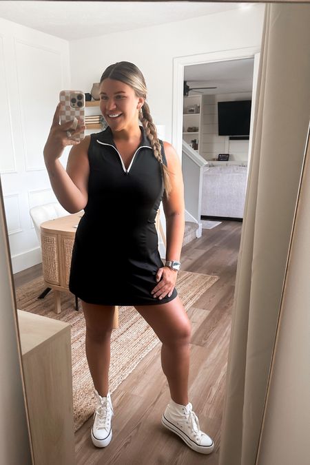 OOTD: Amazon athletic tennis dress. It’s on sale now! It comes with detached shirts that have pockets and almost serve as a shape wear too. I wear this running errands and going for walks  

#LTKshoecrush #LTKFitness #LTKsalealert
