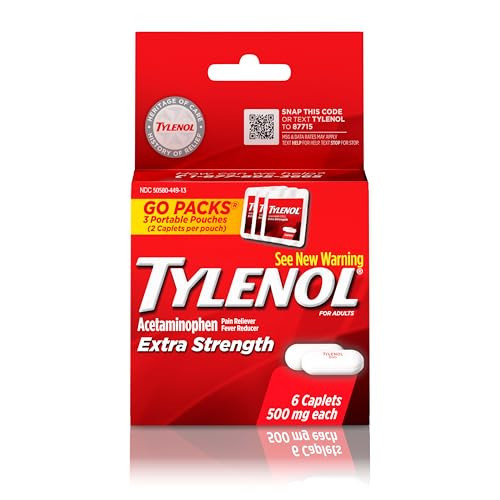 Tylenol Extra Strength 500 mg Acetaminophen Caplets, Pain Reliever & Fever Reducer, Acetaminophen for Minor Arthritis Pain, Headache, Backache & Menstrual Pain Relief, Travel Size, 6 Ct | Amazon (US)