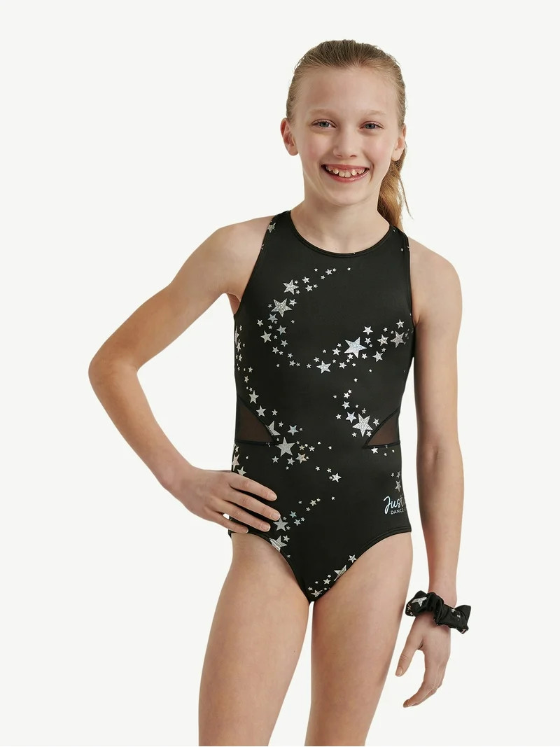 Justice Celestial Foil Print Gymnastics Leotard for Girls with Scrunchie, Sizes XS-XL | Walmart (US)