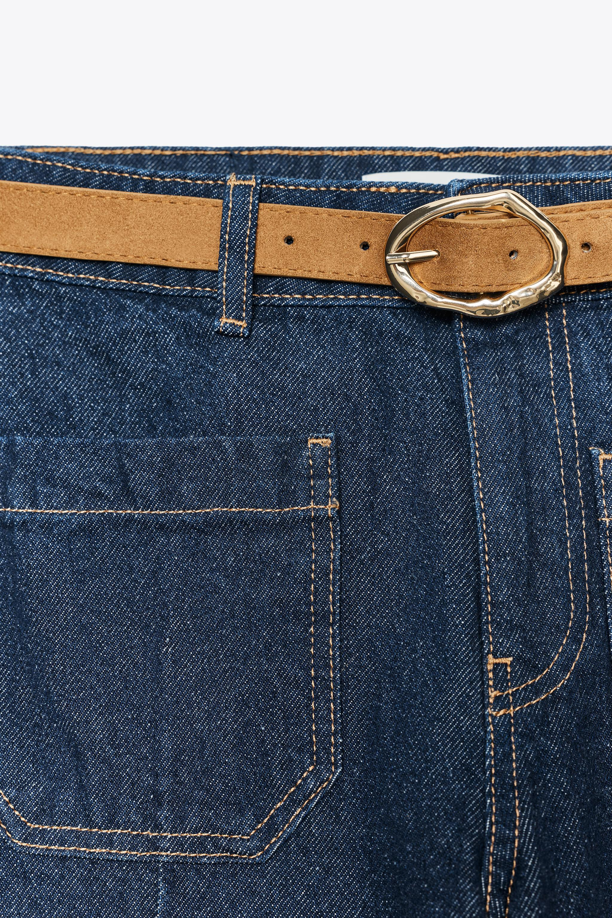 Z1975 WIDE-LEG CROPPED HIGH-WAIST JEANS WITH BELT | Zara UK