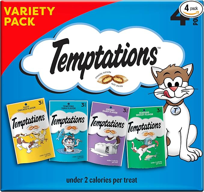 Temptations Classic Crunchy and Soft Cat Treats Feline Favorites Variety Pack, 3 oz. Pouches (Pac... | Amazon (US)