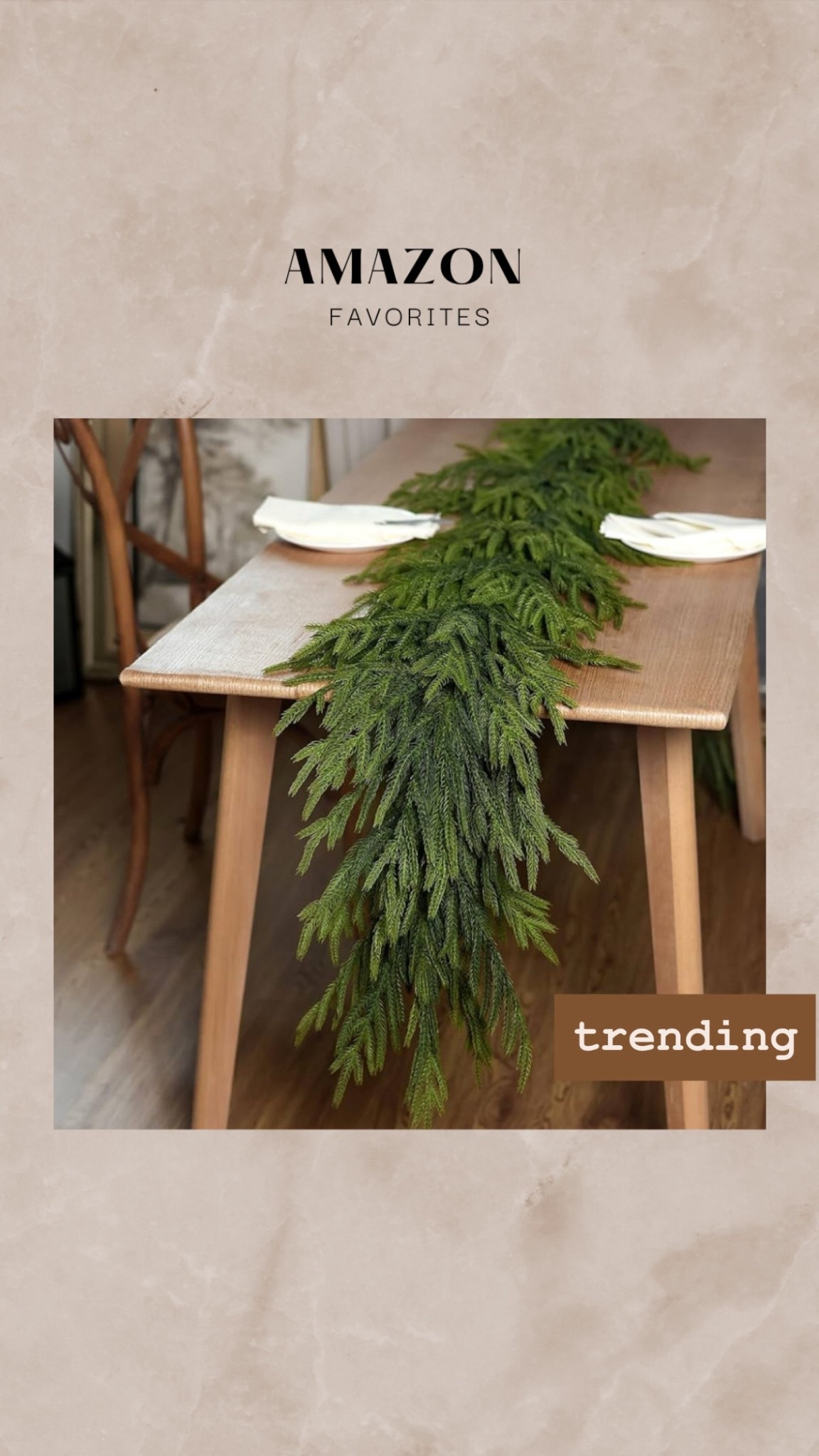 9ft almost real looking norfolk line garland 

#pinedecor #garland #christmaadecor