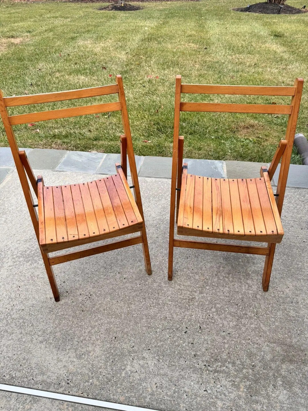 Vintage Mid-century ROMANIAN Wooden Slatted Folding Trieste Chairset of 2 - Etsy | Etsy (US)