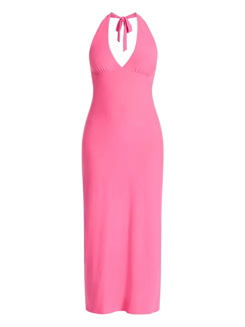 No Boundaries Halter Maxi Dress, Women's & Women's Plus Sizes XXS-4X | Walmart (US)