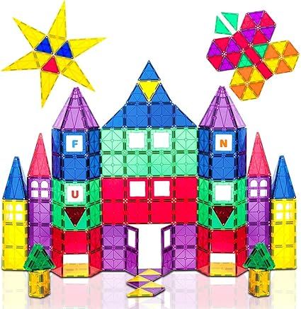Playmags 100-Piece Colorful Tile Set, Unique Award-Winning Magnetic Building Tiles for Kids, Crea... | Amazon (US)