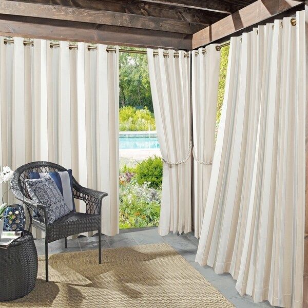 Sun Zero Valencia Cabana Stripe Indoor/Outdoor Curtain Panel | Bed Bath & Beyond