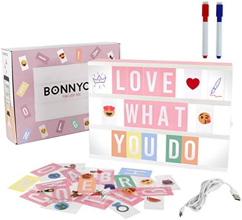 BONNYCO Pink Cinema Light Box with 400 Letters, Emojis, 2 Markers. Led Light Box Home Office and ... | Amazon (US)