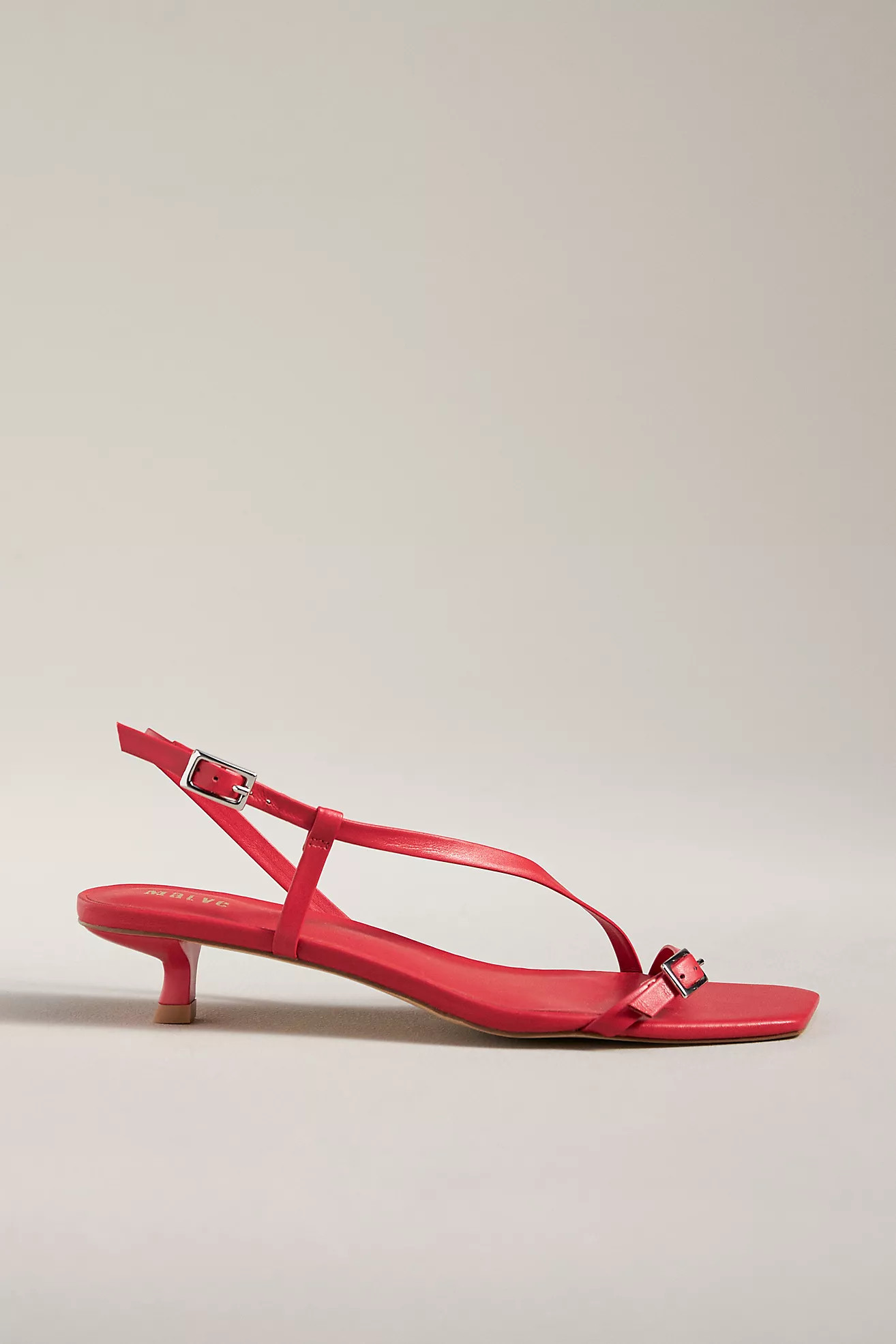 Maeve Asymmetrical Buckle Kitten Heels | Anthropologie (US)