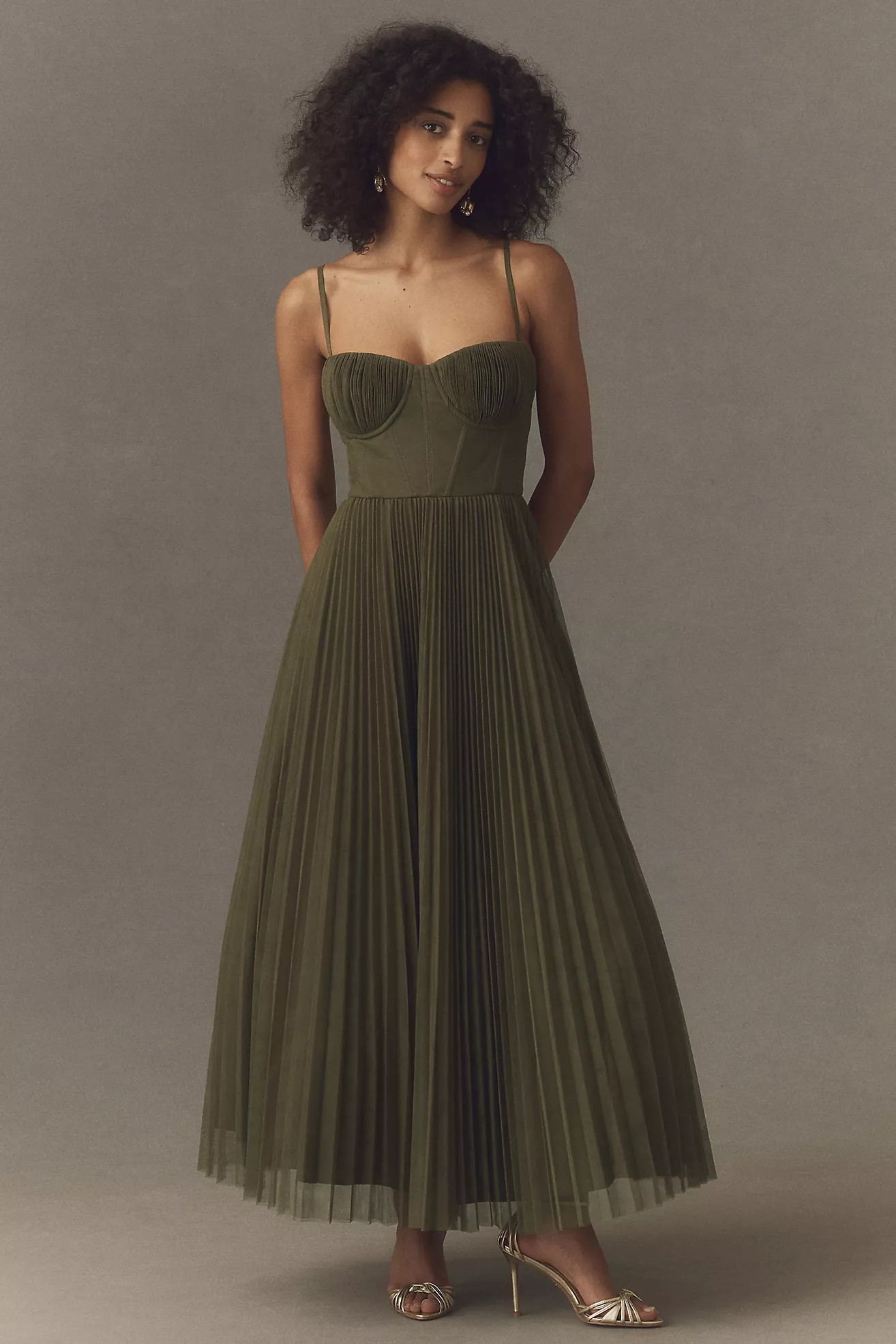 Hutch Amara Adjustable Corset Tulle Fit-and-Flare Midi Dress | Anthropologie (US)