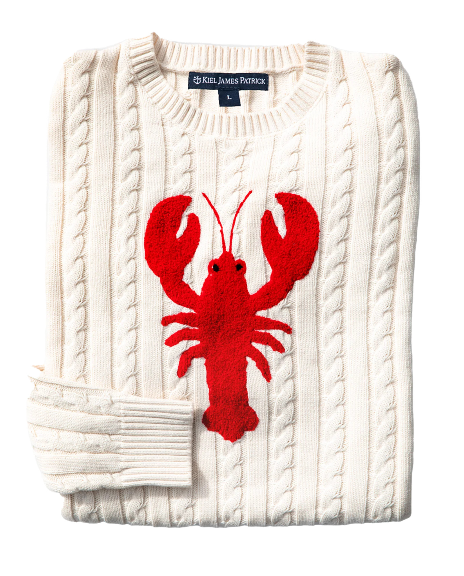 Lobster Cable Knit Sweater in Cream | Kiel James Patrick