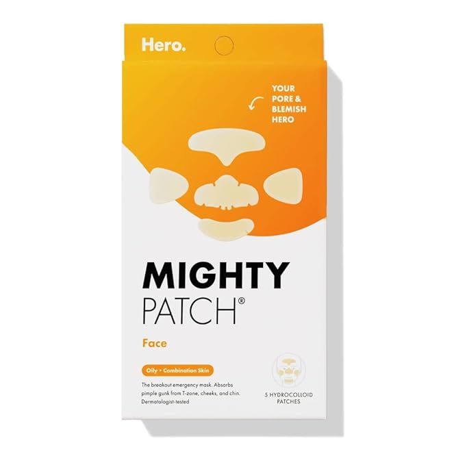 Mighty Patch Face from Hero Cosmetics - XL Hydrocolloid Face Mask for Acne, 5 Large Pimple Patche... | Amazon (US)