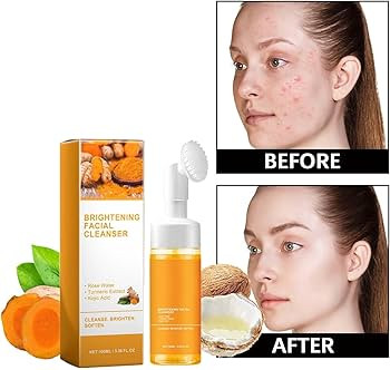 2 Pcs Turmeric Foaming Face Wash, Deep Cleansing Glow Wash Turmeric Facial Cleanser With Brush. | Amazon (US)