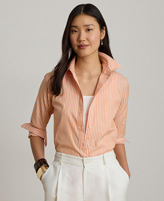 Women\u2019s Classic Fit Striped End-On-End Shirt | Macy's