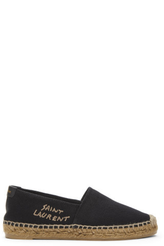 Black Embroidered Logo Espadrilles | SSENSE