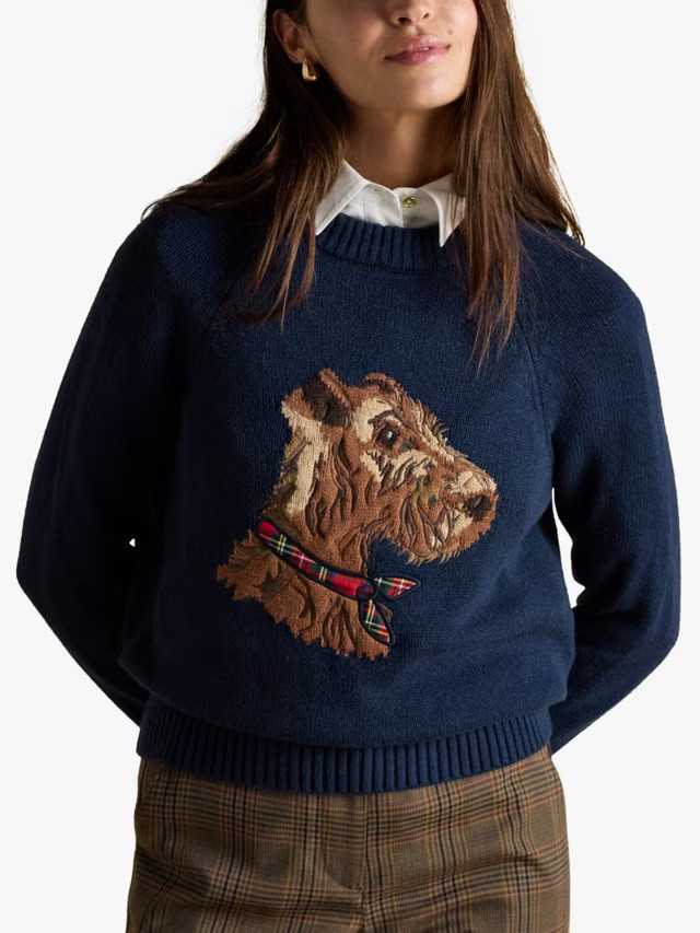Joules Knitted Dog Jumper, Navy | John Lewis (UK)
