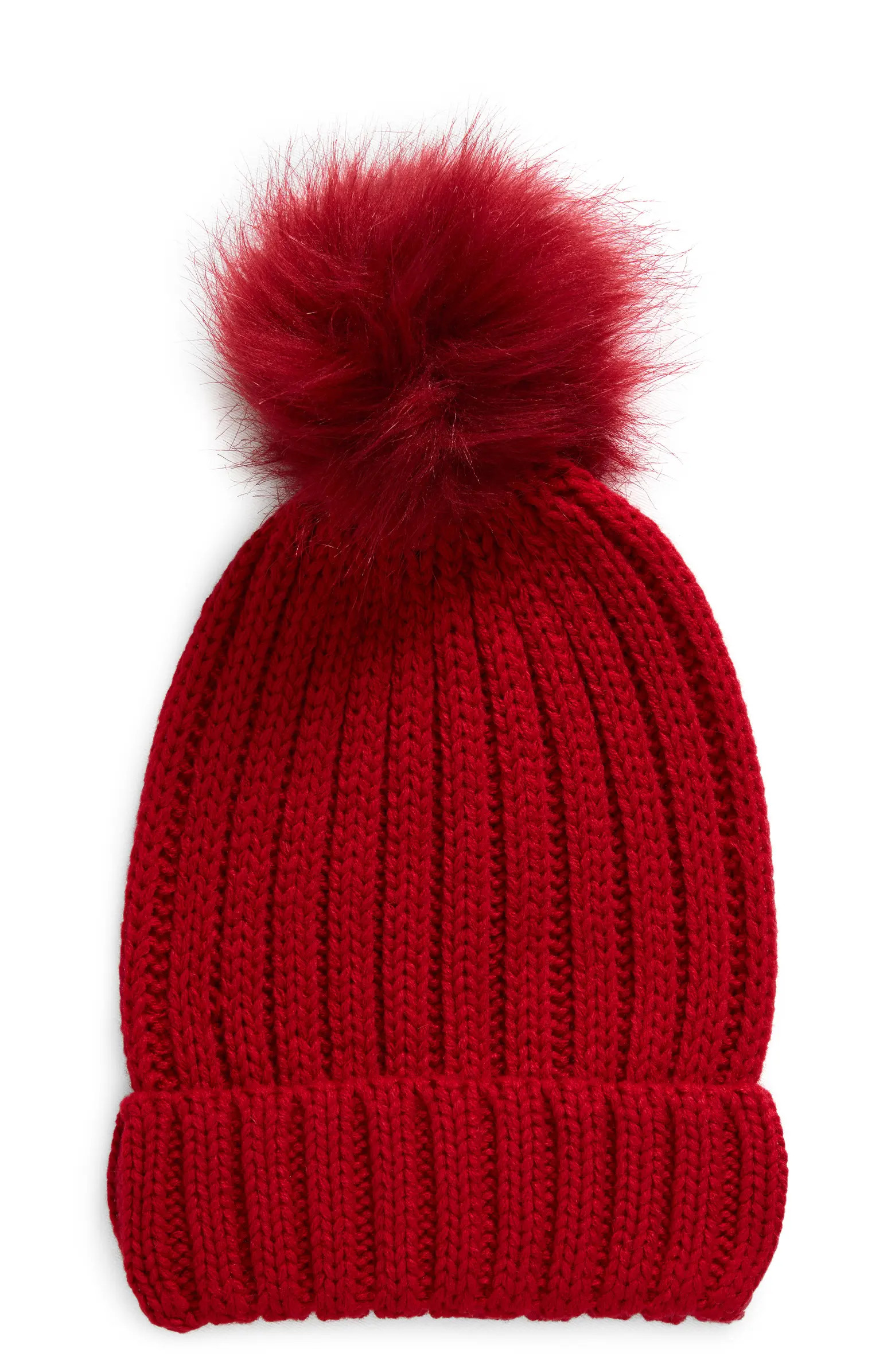 BP. Faux Fur Pom Cuffed Beanie | Nordstrom | Nordstrom