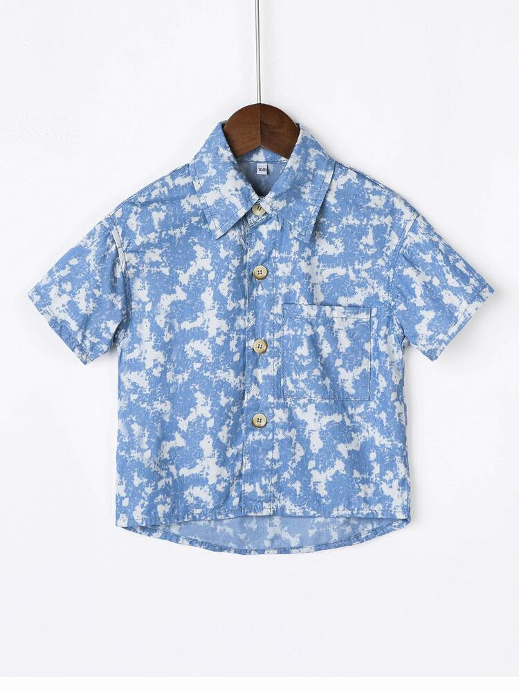 Toddler Boys Tie Dye High Low Denim Shirt | SHEIN