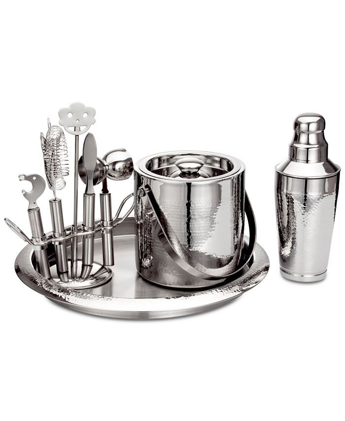 Godinger Hammered Stainless Steel 9-Pc. Barware Set & Reviews - Bar & Wine  - Dining - Macy's | Macys (US)